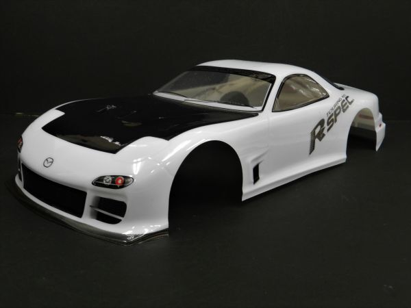 【激安・塗装済み】1/10 ドリフトラジコンカー用 スペアボディー マツダ ＲＸ-7 FD3S タイプ 白黒の画像1