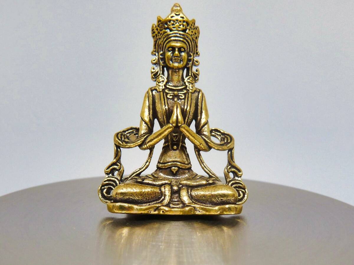 9316389761 1pc brass handmade Mini Buddhist image .. sound . bodhisattva new goods * unused goods 