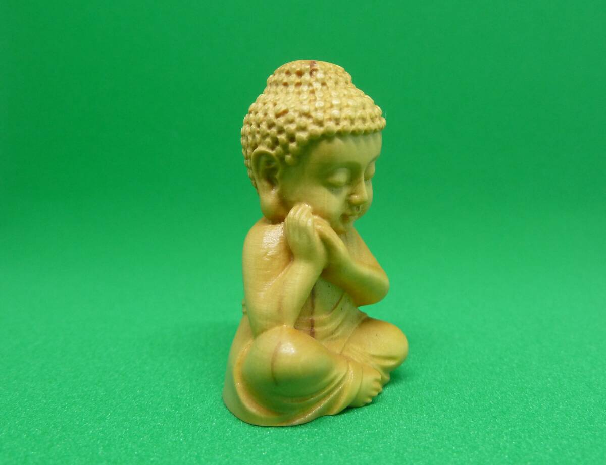 458060316-monnyou Buxus microphylla material tree carving Buddhist image * handicraft ( new goods * unused )