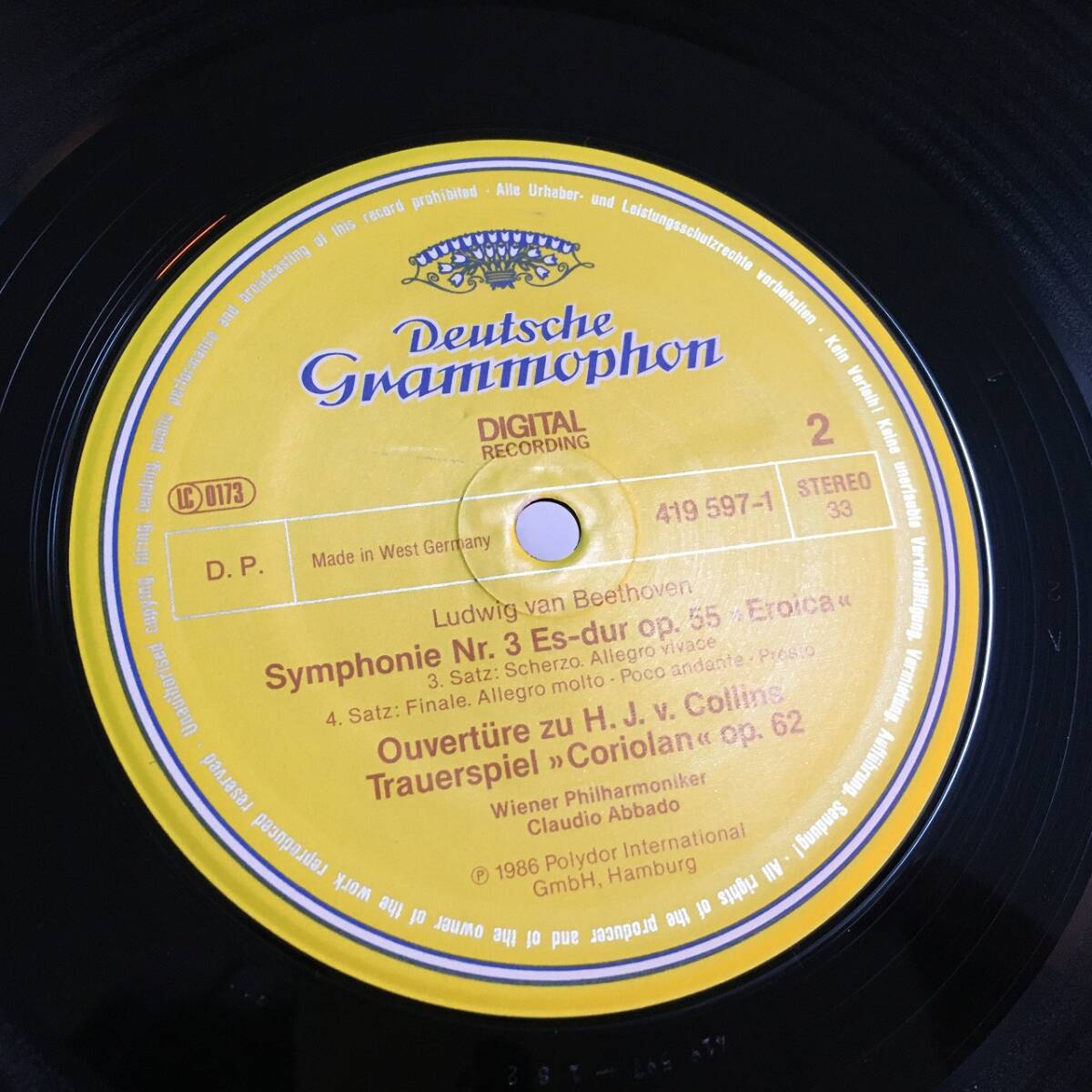 DG 西独盤 アバド ウィーンフィル ベートーヴェン 交響曲第3番《英雄》 コリオラン序曲 DIGITALの画像4