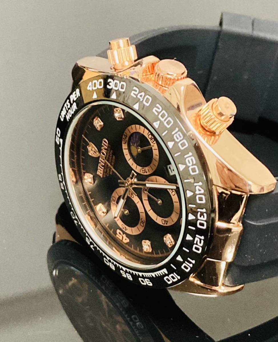 新作セール メンズ腕時計 デイトナ オマージュ クロノグラフ 防水腕時計 ゴールド ジルコニア ステンレス1149nダイバーズの画像4