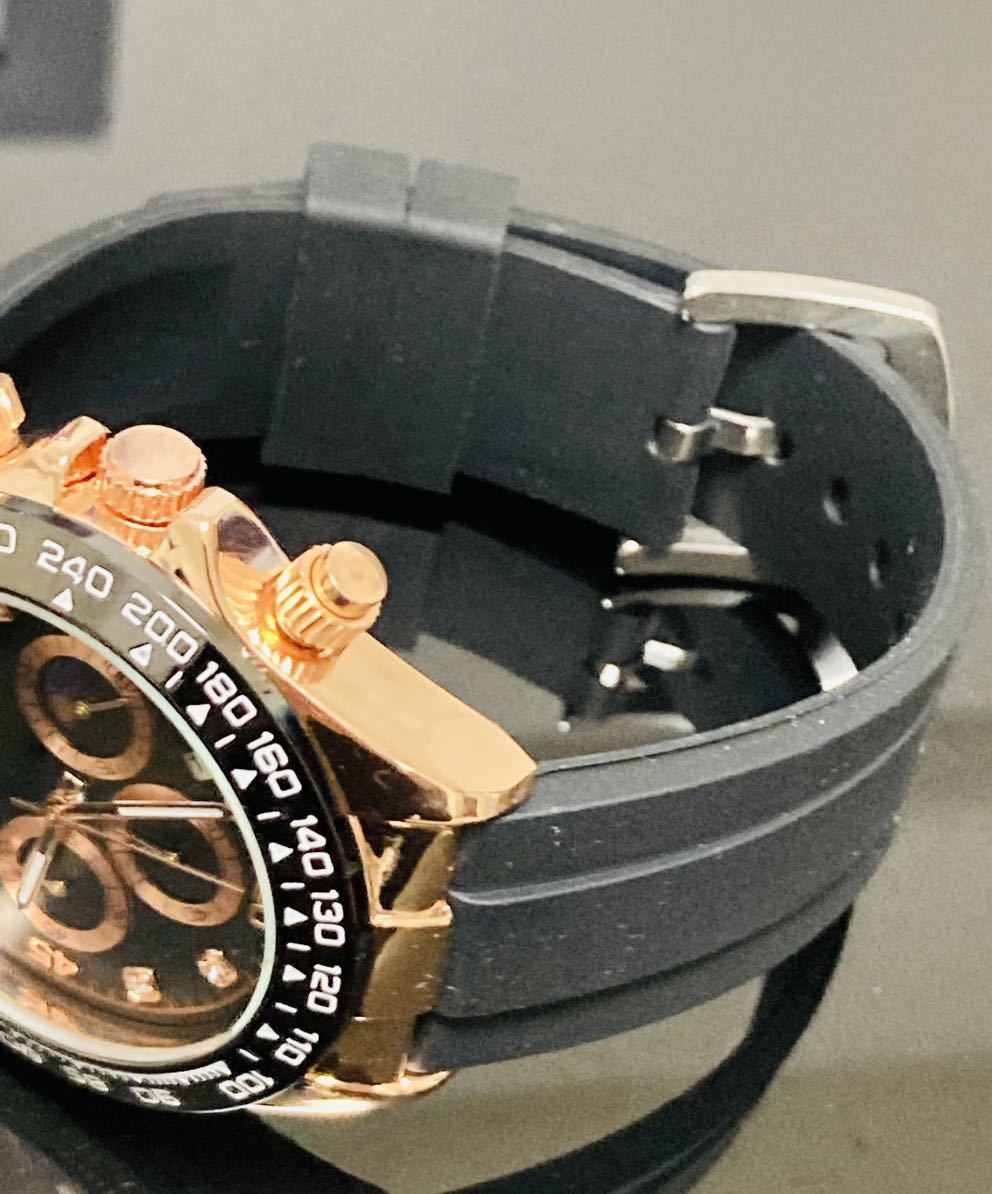 新作セール メンズ腕時計 デイトナ オマージュ クロノグラフ 防水腕時計 ゴールド ジルコニア ステンレス1149nダイバーズの画像5