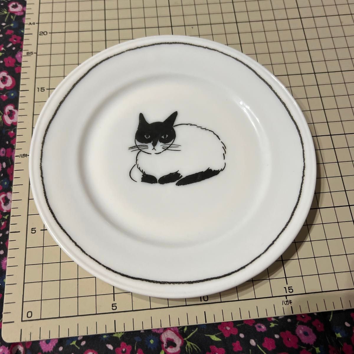未使用、松尾ミユキ m.mミルクガラスプレート猫のお皿ホワイト