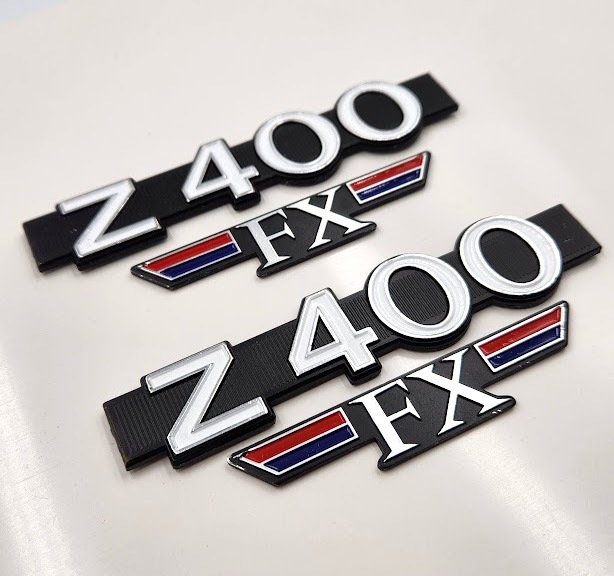 Z400 FX 新品 サイドカバー シルバーエンブレム セット 検/Z550FX GPZ χ Z400GP Z1 Z2 MK2 Z1R XJ XJR CBX GS ヨシムラ BEET 当時物 旧車の画像2