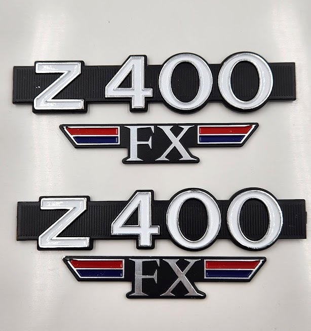 Z400 FX 新品 サイドカバー シルバーエンブレム セット 検/Z550FX GPZ χ Z400GP Z1 Z2 MK2 Z1R XJ XJR CBX GS ヨシムラ BEET 当時物 旧車の画像1