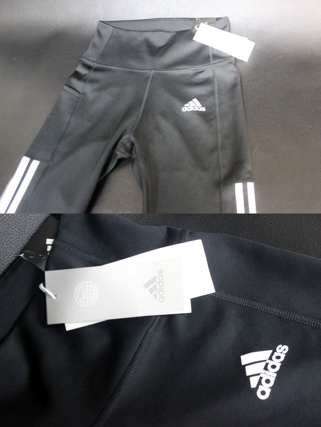 adidas/アディダス レディース 3ストライプ タイトフィット レギンス タイツ 9分丈 ブラック 日本サイズOT JME75★送料360円★_画像2