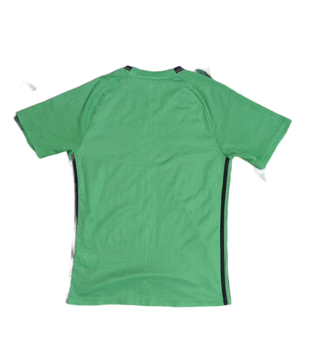 サッカー／フットサル　プラクティスシャツ　ゲームシャツ　トレーニングウェア　アディダス／adidas　半袖Tシャツ　Ｍ／グリーン_画像2