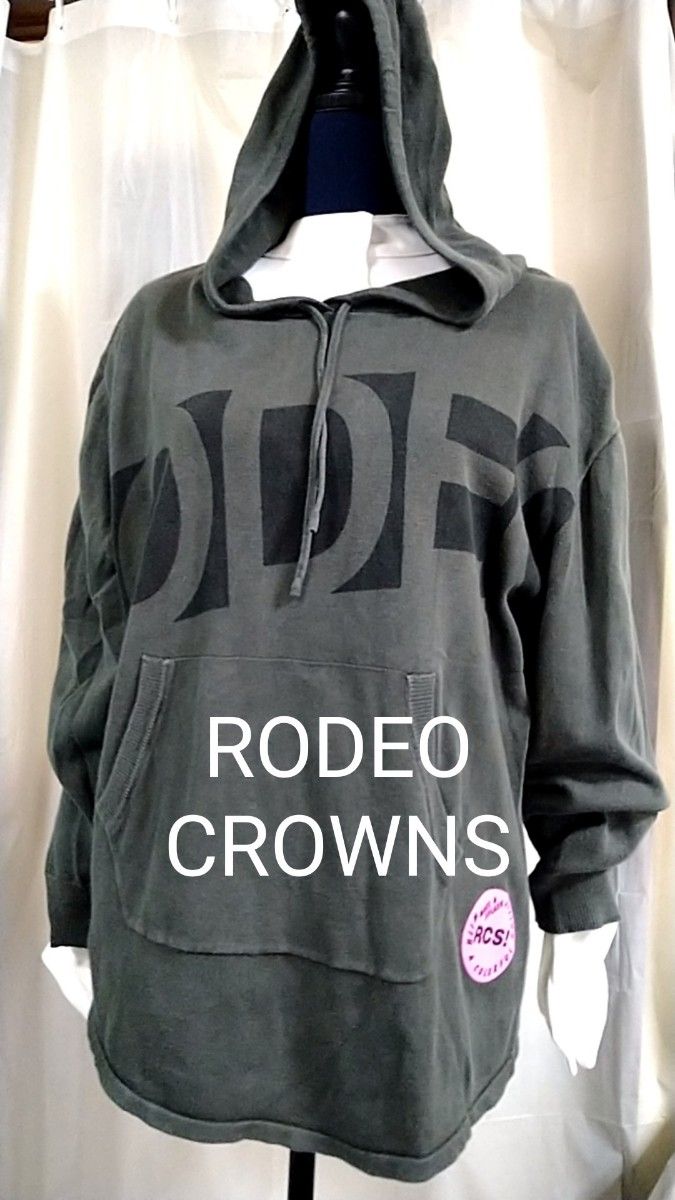 RODEO CROWNS　 パーカー　 ビッグロゴ　 プルオーバー　パーカー　フリーサイズ　ゴットン　ニット　BIGシルエット