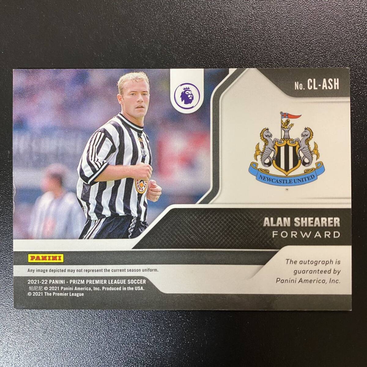 2021-22 Panini Prizm Premier League Autograph Alan Shearer Newcastle United 直筆サインカード アラン・シアラー_画像2