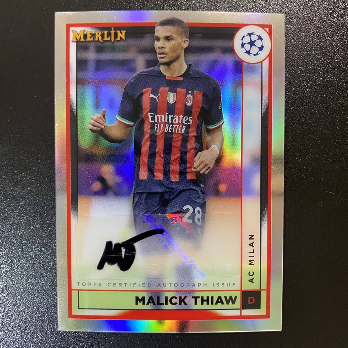 2022-23 Topps Chrome Merlin Malick Thiaw 直筆サインカード AC Milan マリック・チャウの画像1