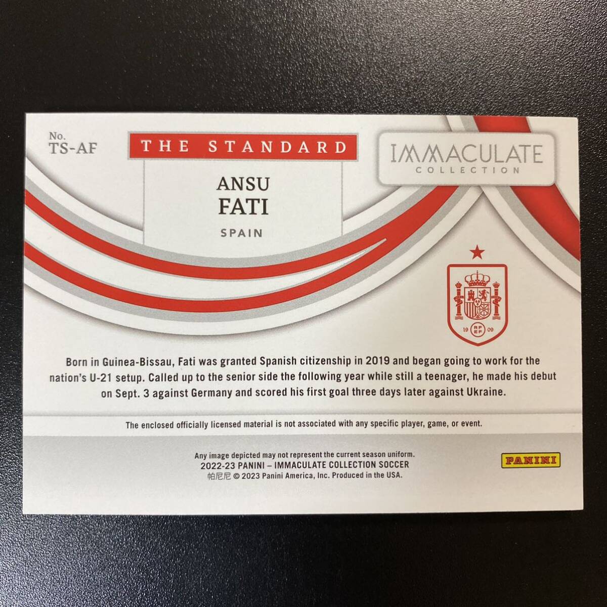 2022-23 Immaculate ANSU FATI The Standard Jersey Relic Bronze /99 ジャージーカード アンス・ファティの画像2