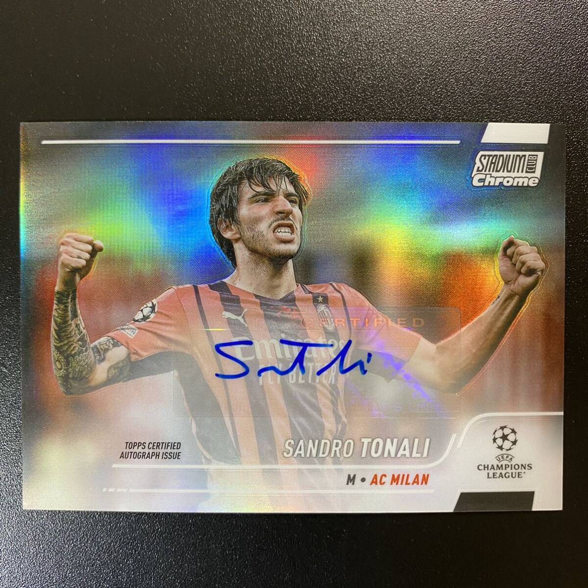 2021-22 Topps Stadium Club Chrome UEFA Sandro Tonali Auto ACミラン 直筆サインカード サンドロ・トナーリ_画像1