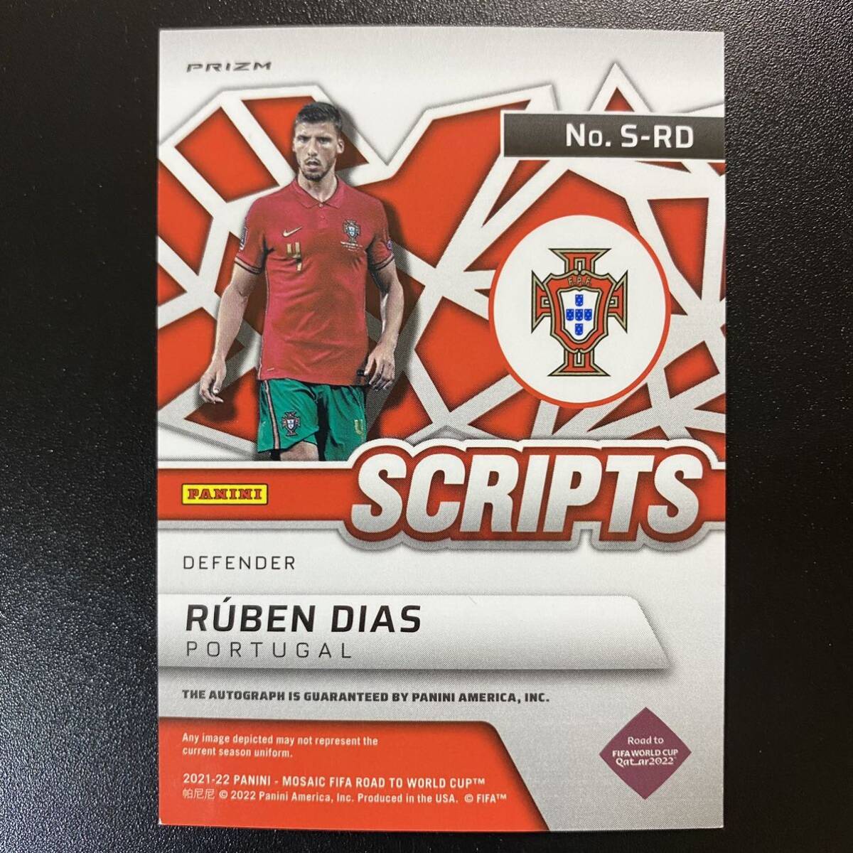 2021-22 Panini Mosaic Road To World Cup Ruben Dias Scripts Auto 直筆サインカード ルベン・ディアス_画像2