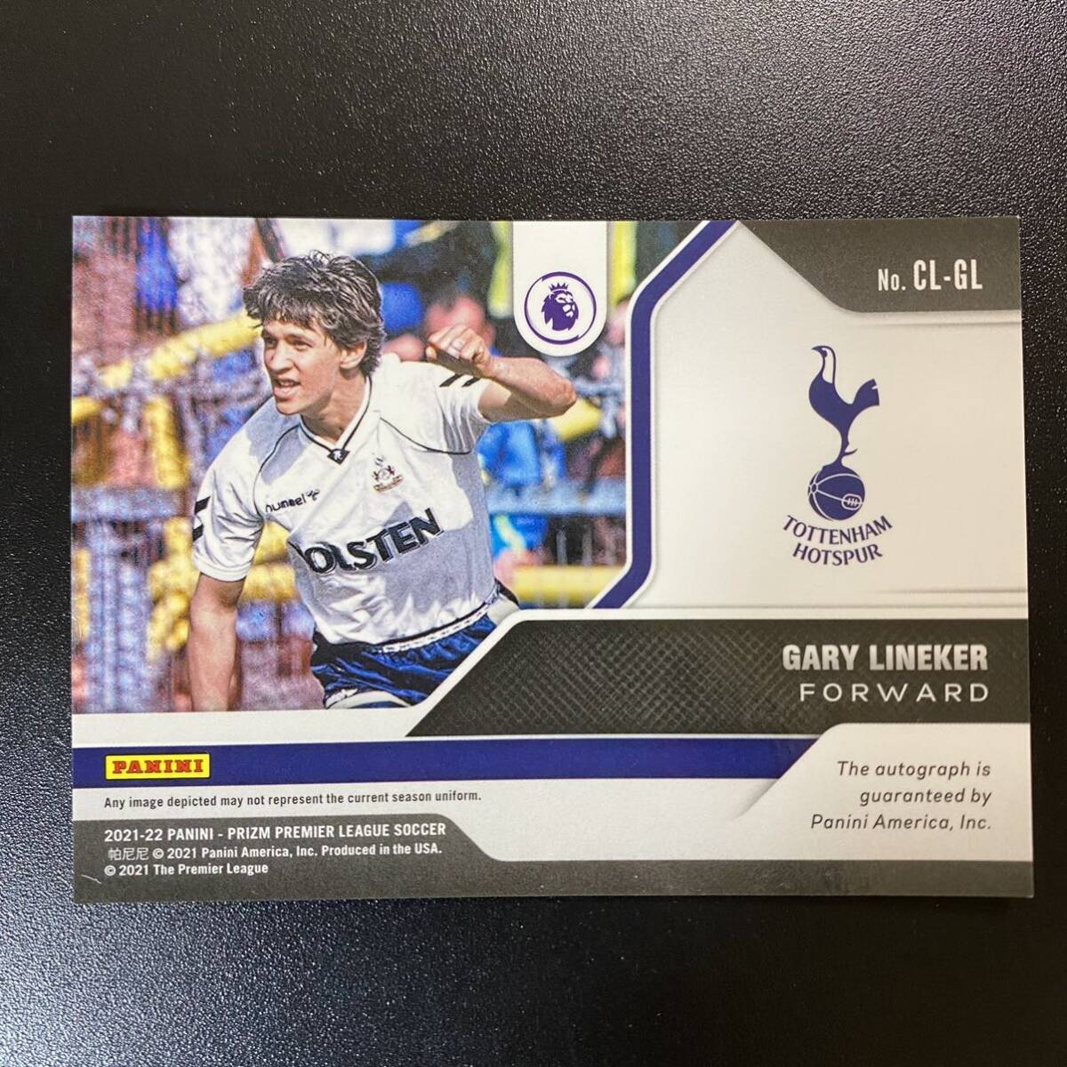 2021-22 Panini Prizm EPL Legends Gary Lineker Auto Tottenham Hotspur 直筆サインカード ゲーリー・リネカーの画像2