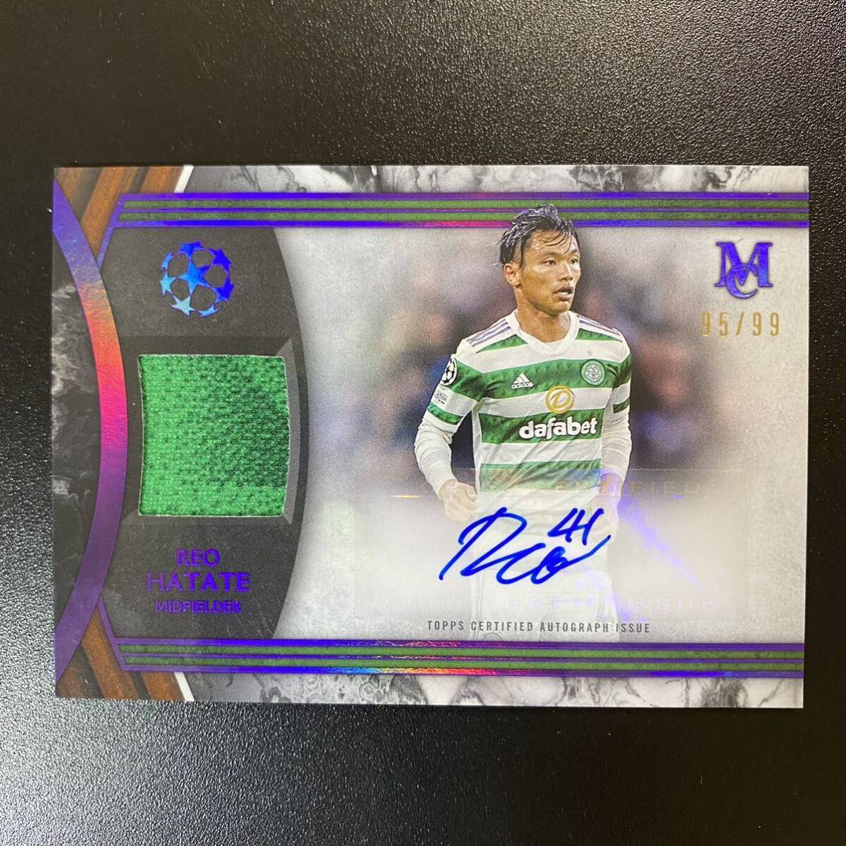 Reo Hatate 2022-23 Topps Museum Collection UEFA Museum Relic Auto /99 Celtic 直筆サインカード 旗手怜央 _画像1