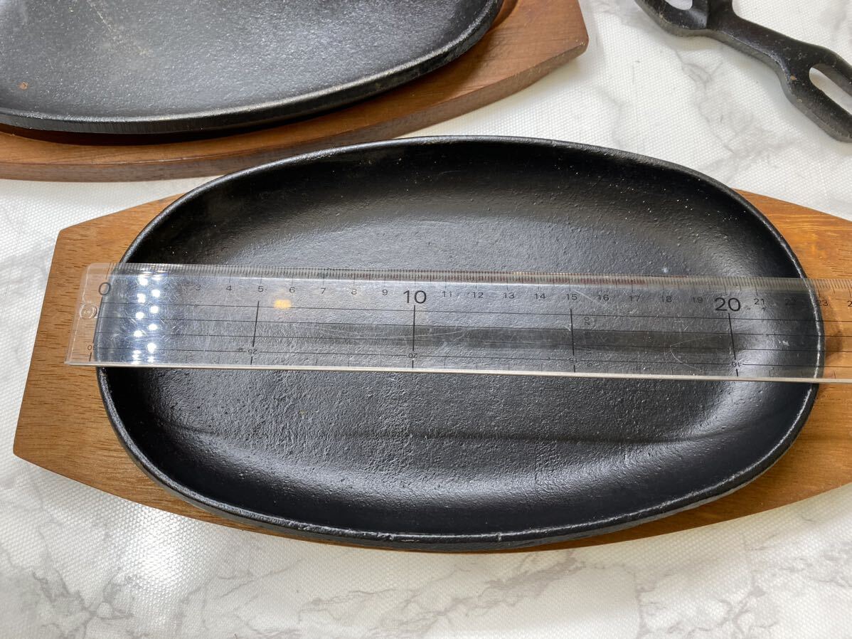 42947【自宅保管品】ステーキ皿 2枚セット 木製台つき シェフのおすすめ皿 アウトドア 食器の画像7