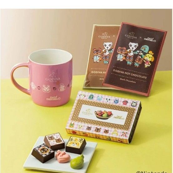 箱に傷ありの為割引GODIVA ゴディバ × あつまれ どうぶつの森 アソートメント&ホットチョコレート&マグカップ セット 