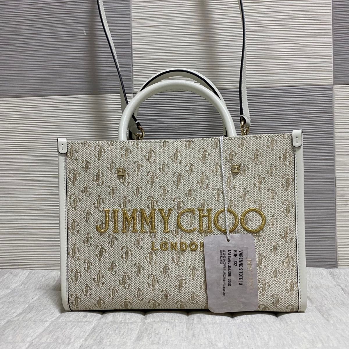 新品Jimmy Choo ジミーチュウ ハンドバッグ VARENNE S TOTE RUH ショルダーバッグ 刺繍 JCロゴ 