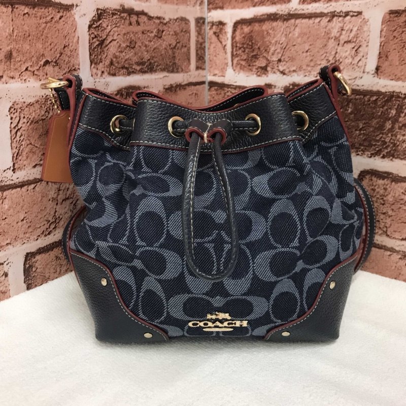 ＣＯＡＣＨ シグネチャー 巾着 デニム レザー Ｆ３７２２７ ショルダーバッグ 鞄/229_画像1