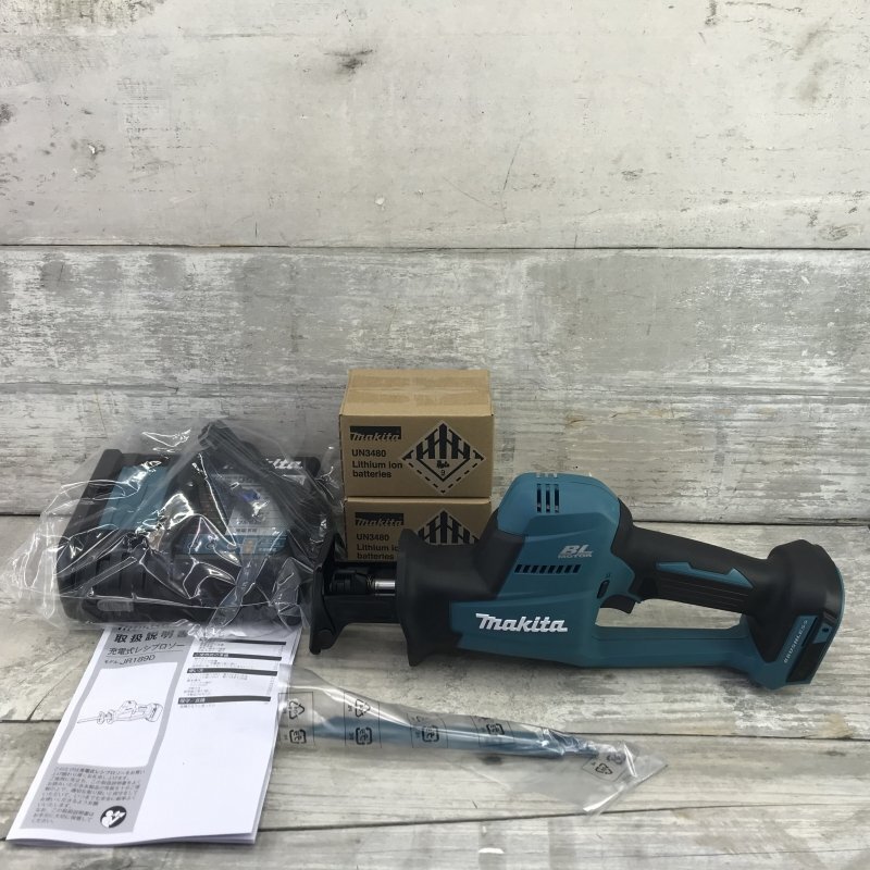 未使用 Ｍａｋｉｔａ 充電式レシプロソー １８Ｖ マキタ ＪＲ１８９ＤＲＧＸ 青 バッテリ２個付 電動工具/232