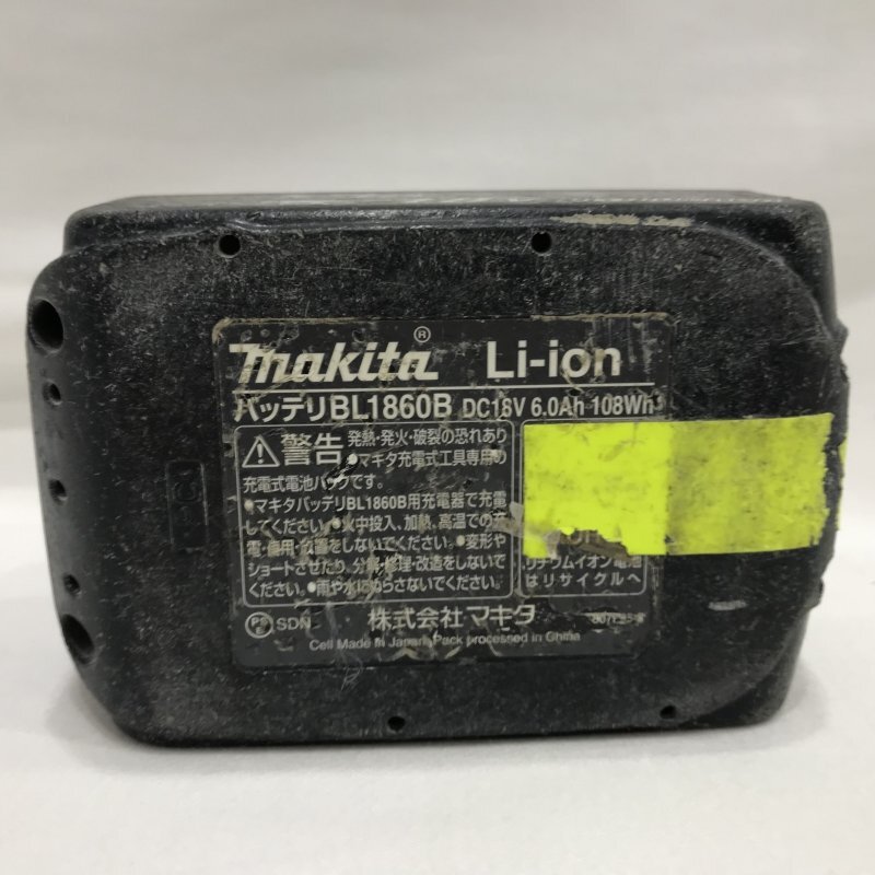 使用感強め 残量不明 ｍａｋｉｔａ マキタ リチウムイオン バッテリー １８Ｖ ６．０Ａｈ 純正 ＢＬ１８６０Ｂ 中古品 電動工具/248_画像2