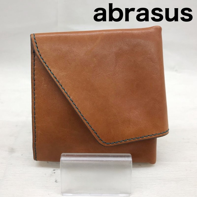 ａｂｒａｓｕｓ アブラサス コンパクト 財布 革製品 変形型 薄型 ウォレット ボタン キャメル 鞄/246