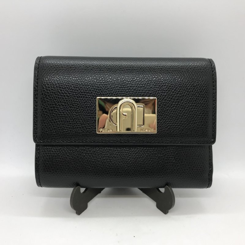 ＦＵＲＬＡ フルラ ＰＣＷ４ＡＣＯ ＡＲＥ０００ 三つ折り コンパクト 財布 黒 ゴールド 鞄/246