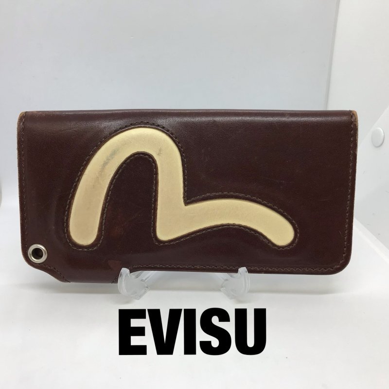 ＥＶＩＳＵ エビス レザー ウォレット 革 長財布 カモメ コンチョ ブラウン 茶 鞄/246