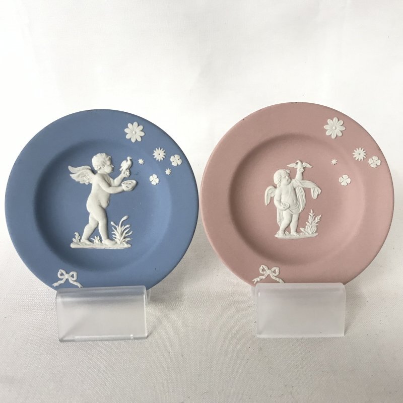 ＷＥＤＧＷＯＯＤ ウェッジウッド 天使の小皿 ブルー ピンク ２枚セット ギフト/266_画像1