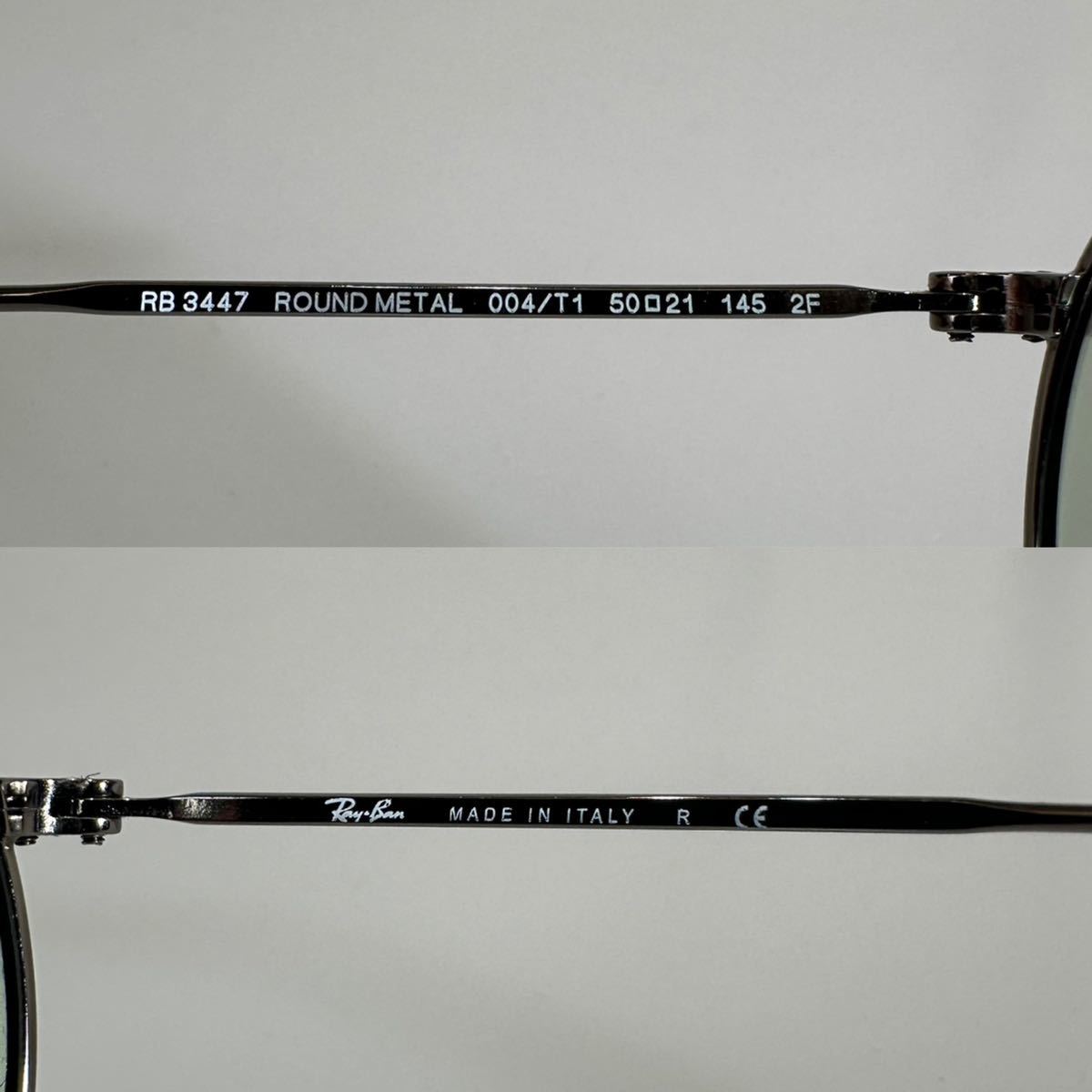 良品◇イタリア製レイバン ラウンドメタル 50㎜ グリーン調光 RB3447-004/T1 Ray-Ban グリーンチェンジャブル_画像10