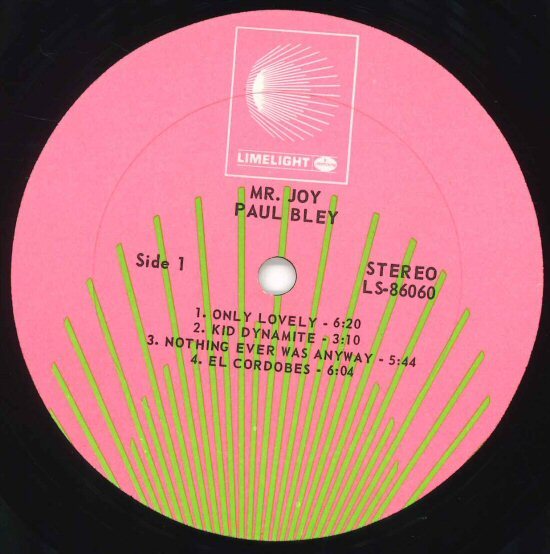 ★米オリジナル！LP「ポール・ブレイ PAUL BLEY MR. JOY」1968年 GARY PEACOCK/BILLY ELGART LIMELIGHT PINK LABEL!!の画像6