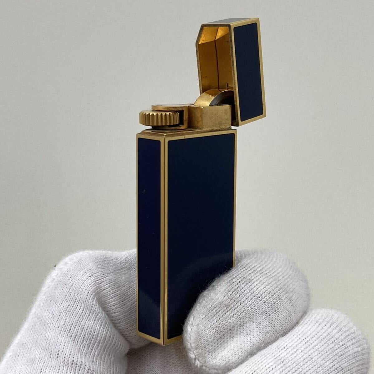 360 Cartier カルティエ ライター ネイビー ゴールドカラー ガスライター 62417M 動作未確認_画像9