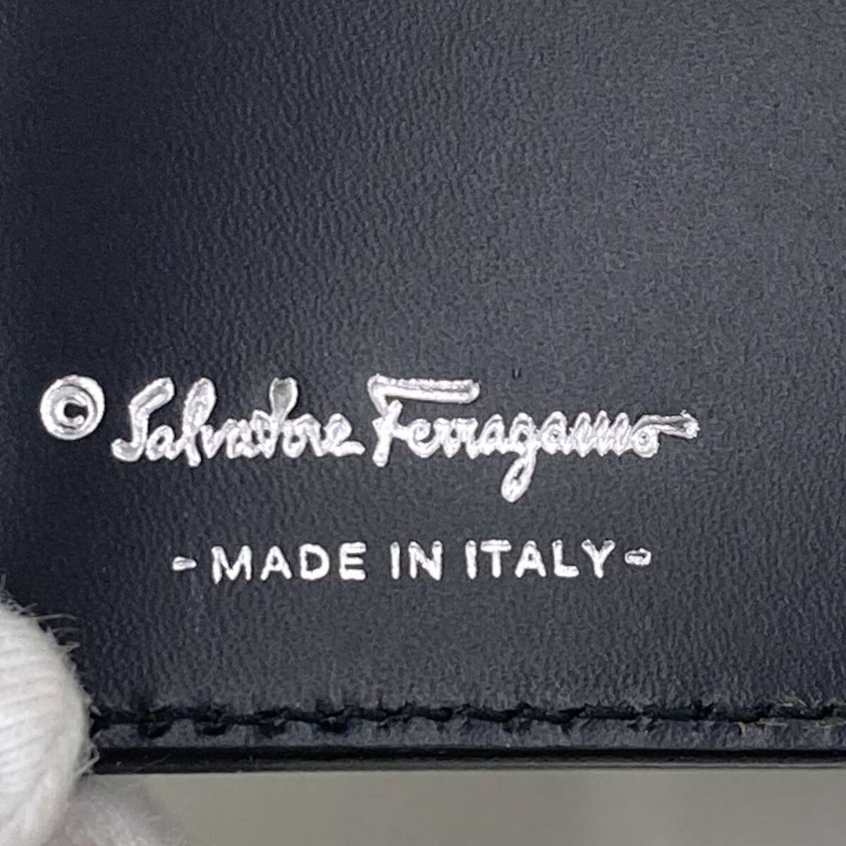 3130 salvatore ferragamo サルヴァトーレ フェラガモ 二つ折り財布 ブラック レザー ウォレット 財布 _画像7