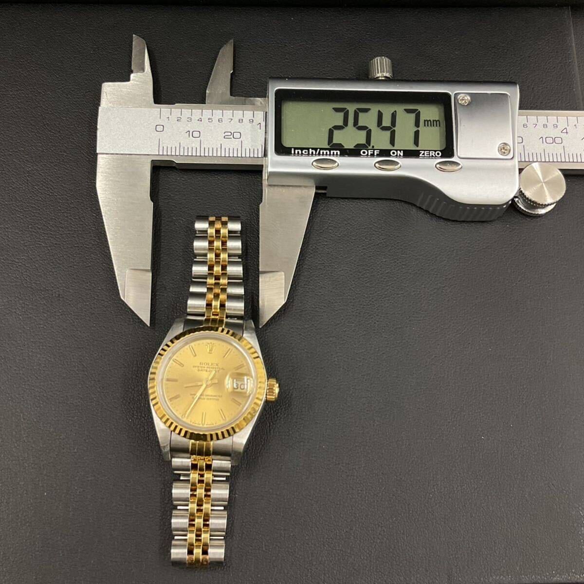3183 ロレックス ROLEX オイスターパーペチュアル デイトジャスト コンビ 69173 ゴールド文字盤 腕時計 レディース 稼働品 の画像6
