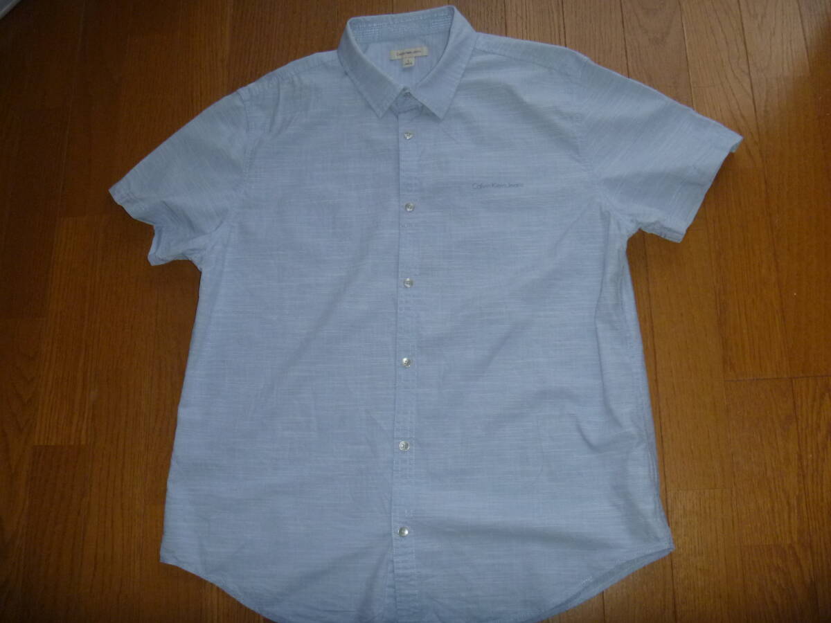 MENS' CALVIN KLEIN JEANSの水色半袖シャツLARGE 44_画像3