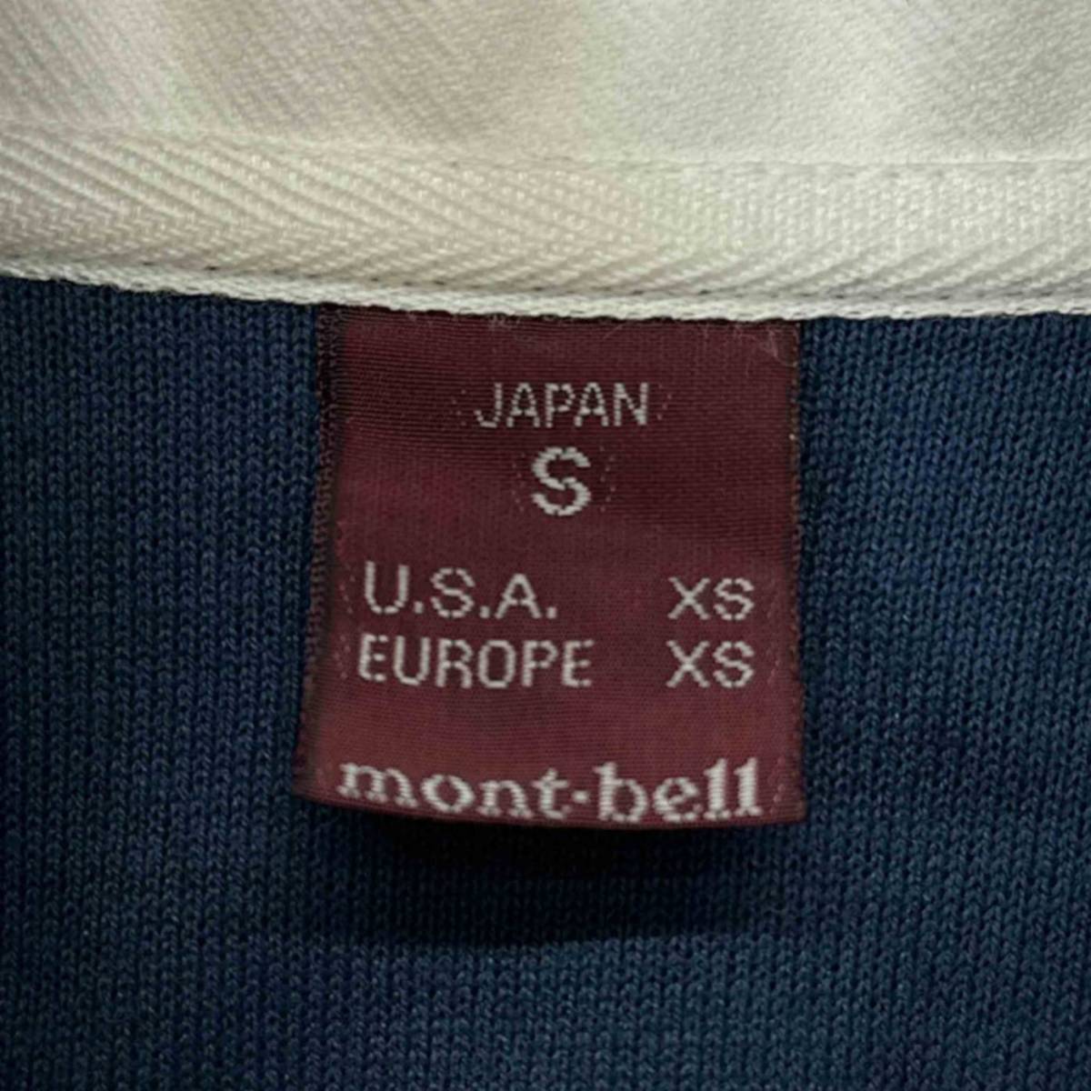 mont-bell モンベル 長袖ポロシャツ ボーダー ブルー レッド サイズS トップス レディース ヴィンテージ アウトドア ネ_画像4