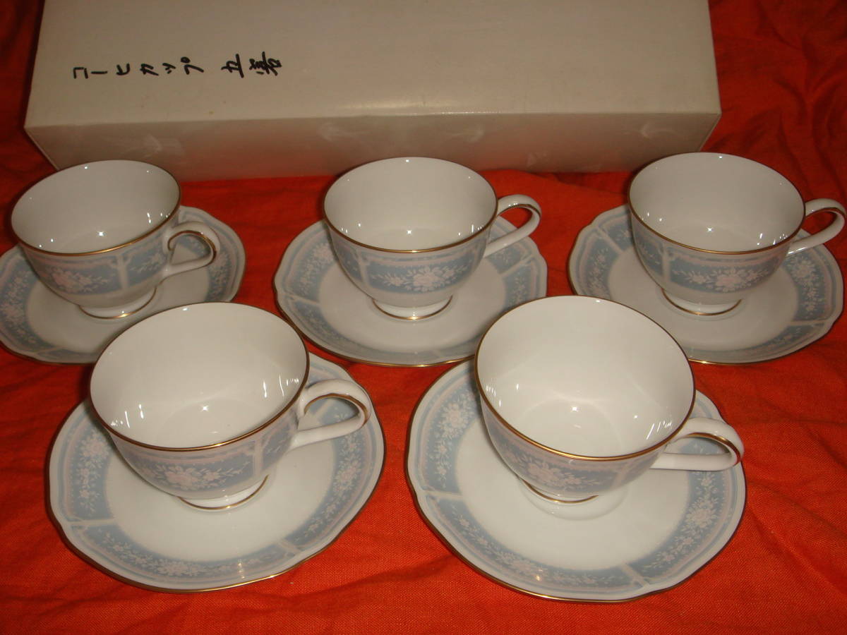 ノリタケ☆Noritake☆LACEWOOD GOLD☆レースウッドゴールド☆ティー・コーヒー碗皿☆5客☆H9587/1507_画像1