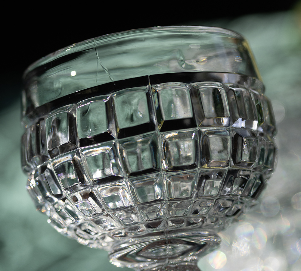 1933年～ ヘイシー ビクトリアン ブロック クリスタル オイスター リキュール フルーツ カクテルグラス 4個セット アンティー 酒の画像5