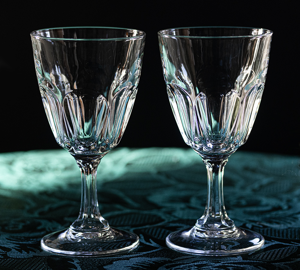 フランス クリスタル アルコロック デュランド カッティング シャンパン ワイングラス 2脚セット バーグラス ビンテージの画像1