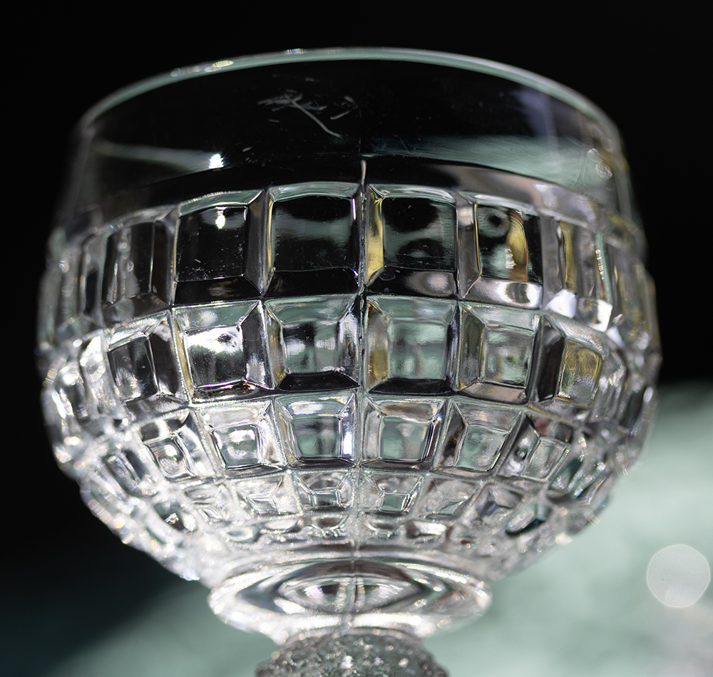 1933年～ ヘイシー ビクトリアン ブロック クリスタル オイスター リキュール フルーツ カクテルグラス 4個セット アンティー 酒の画像4