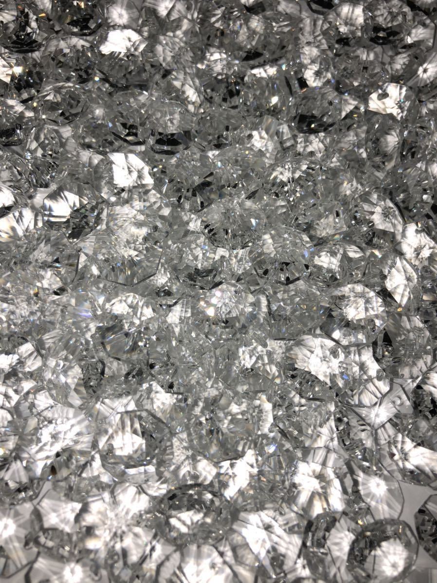 品質重視シャンデリア用2穴14ｍｍビーズ500個クリスタル ガラス製 クリアカラー デコトラ プロフィア ギガ クオン ゴールドリング500個付きの画像1
