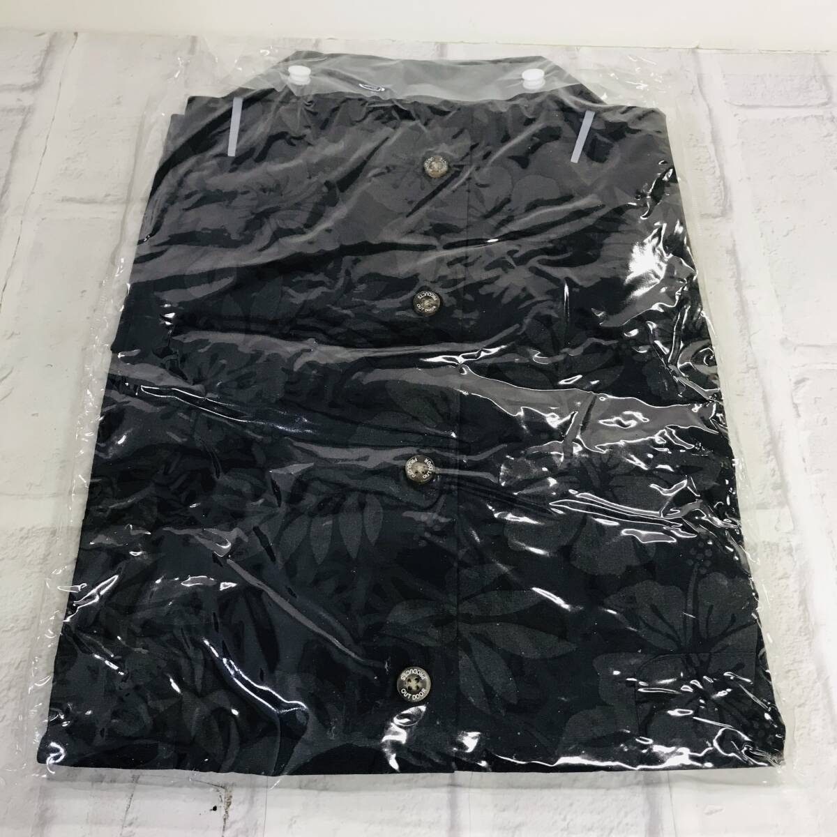 ☆【服】OUTDOOR アロハ柄 半袖 オープンシャツ 6L ブラック タグ付き☆N03-248Sの画像2