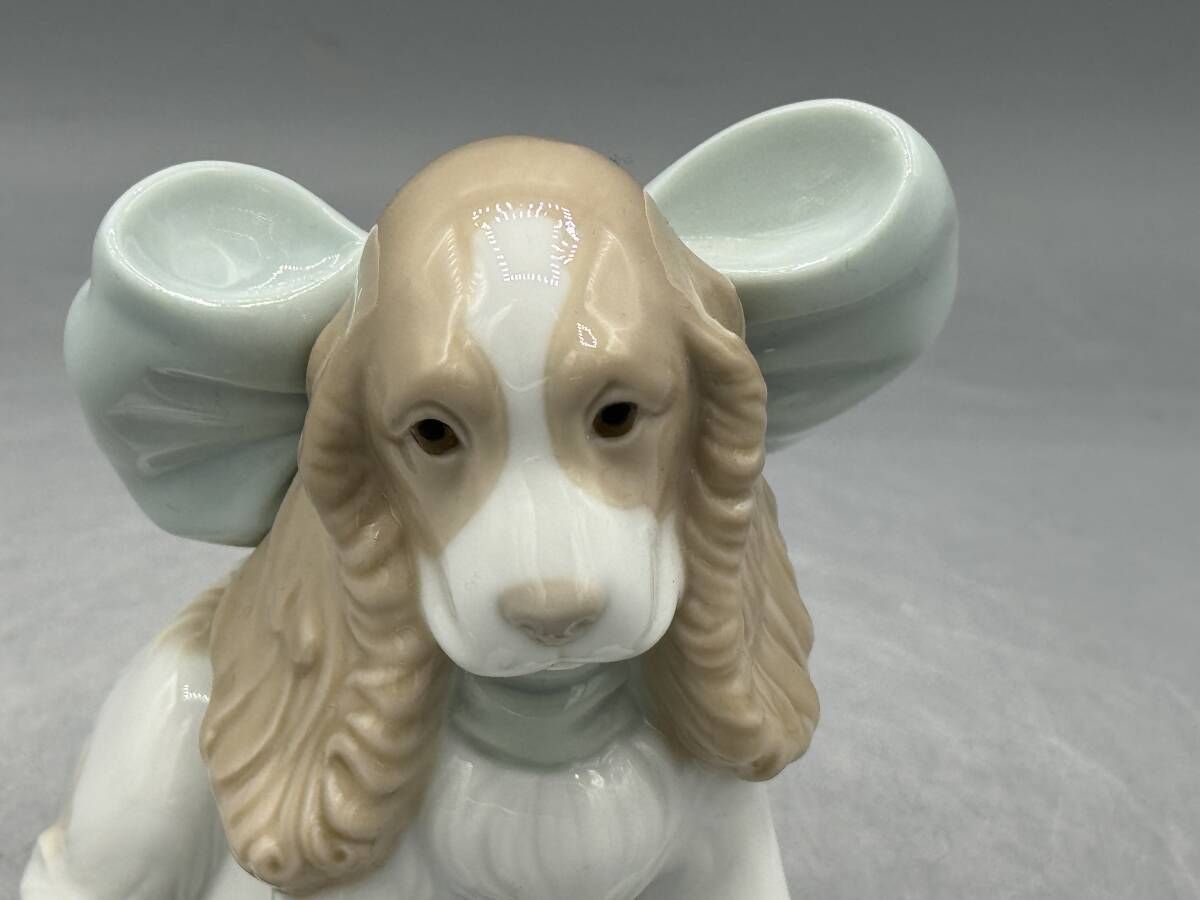 リヤドロ ナオ 犬 リボン 置物 フィギュリン 陶器 陶器人形 1349の画像2