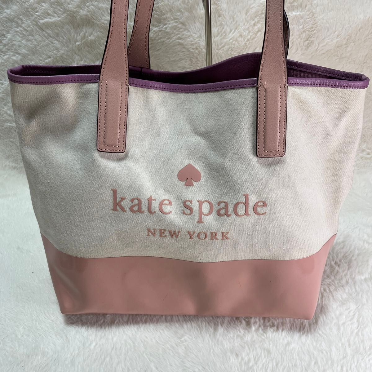 ケイトスペードニューヨーク キャンバストートバッグ ピンク A4収納