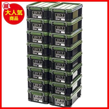 収納ボックス 日本製 積み重ね [Xシリーズ NTボックス #7] ブラックグリーン 幅20×奥行34×高さ11cm 16個セット