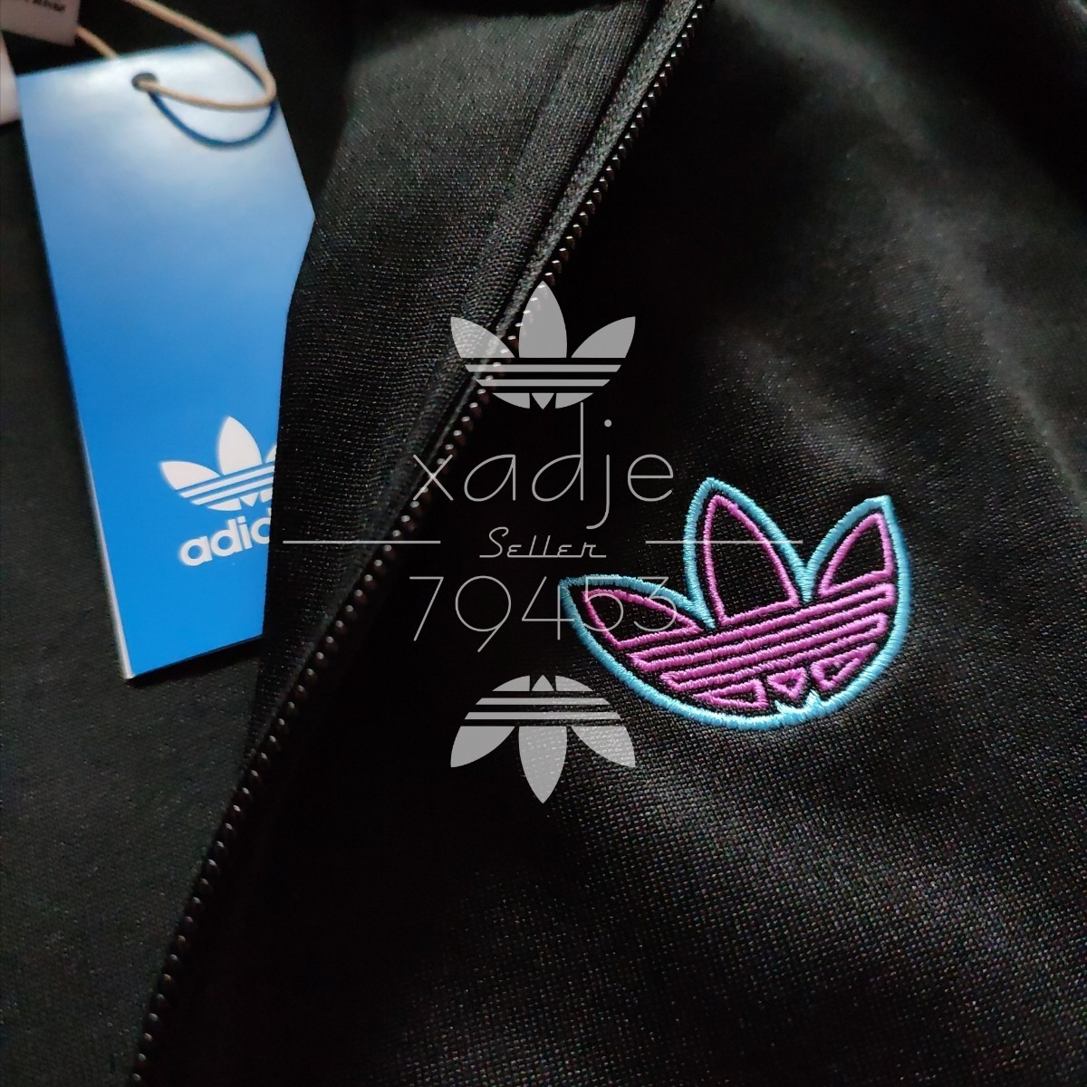 新品 正規品 adidas originals アディダス オリジナルス ジャージ 上下セット ジャケット パンツ セットアップ ロゴ刺繍 黒 ブラック M_画像3
