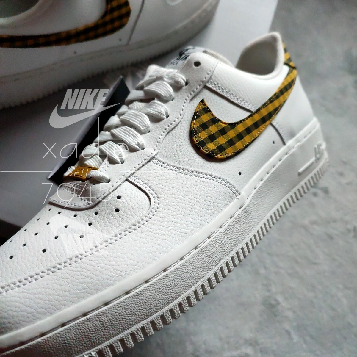 新品 正規品 NIKE ナイキ AIR FORCE1 LOW エアフォース1 ロー 白 ホワイト チェック 黒 WMNS 26cm (実質25.5cm) US9 デュブレ 箱付き_画像2