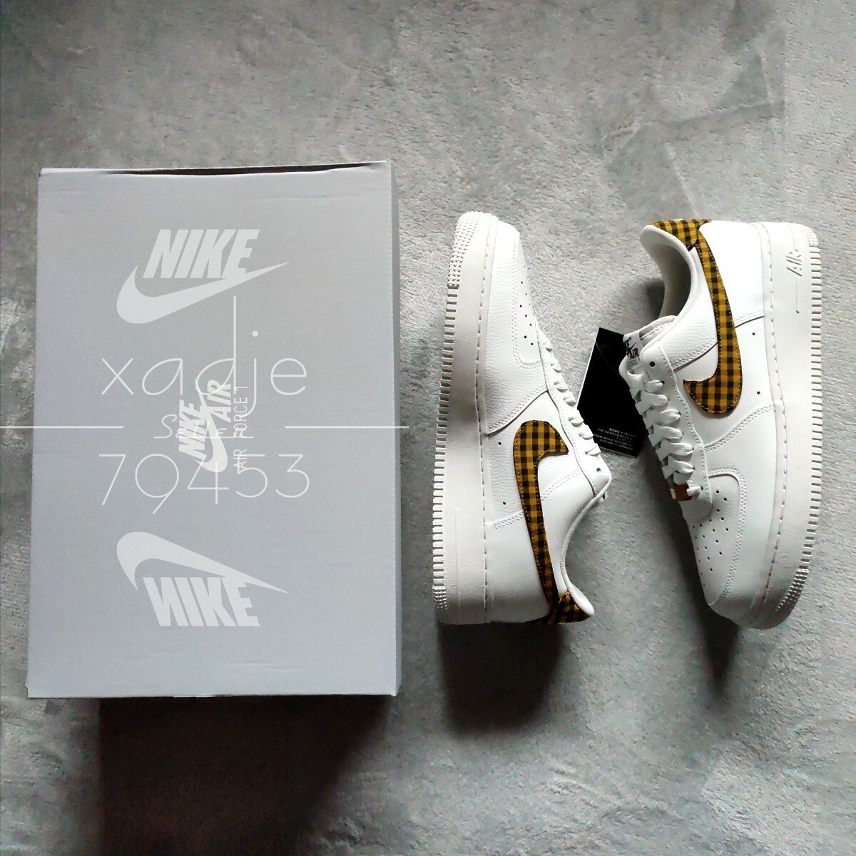 新品 正規品 NIKE ナイキ AIR FORCE1 LOW エアフォース1 ロー 白 ホワイト チェック 黒 WMNS 26cm (実質25.5cm) US9 デュブレ 箱付き_画像1