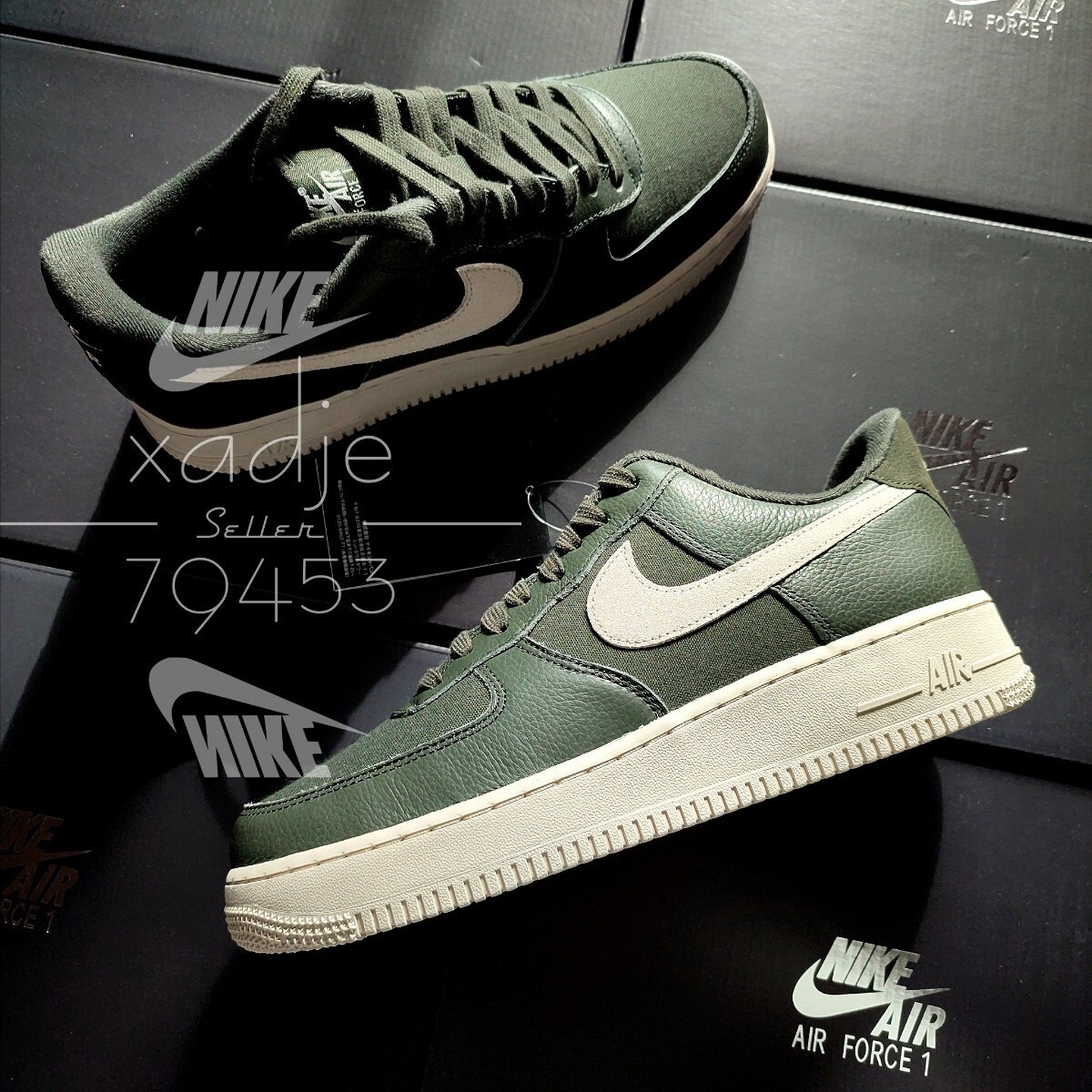 新品 正規品 NIKE ナイキ AIR FORCE1 LOW LX エアフォース1 ロー 07 ダークグリーン 深緑 ライトベージュ 28cm US10 箱付きの画像1