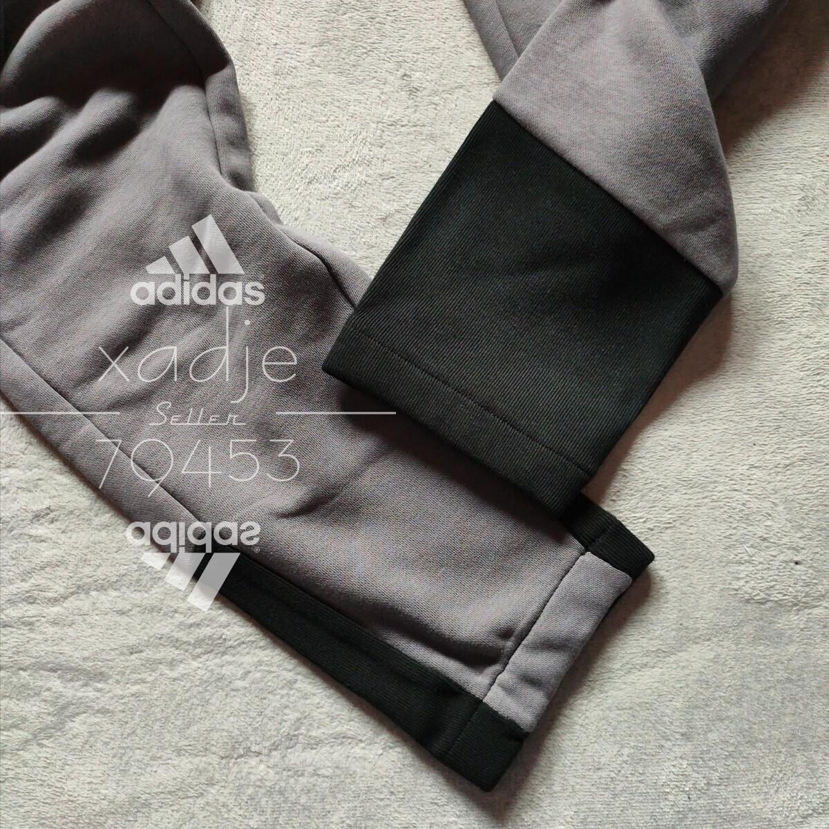 新品 正規品 adidas アディダス スウェットパンツ 4ポケット カーゴパンツ ロゴ プリント 裏起毛 グレー系 ライトパープル系 XLの画像6